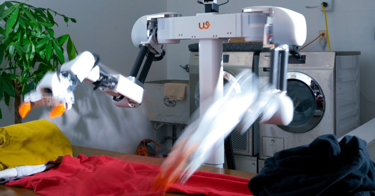 Weave Robotics Isaac 0 laundry folding robot showing the narrow but real 2026 home laundry robot rollout