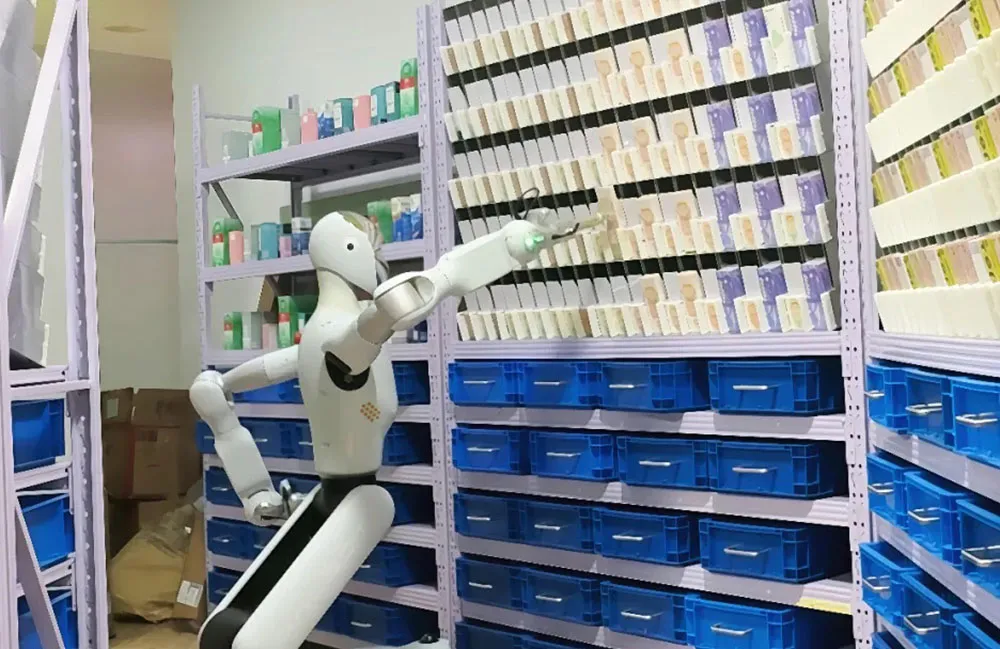 Galbot G1 wheeled humanoid robot showing a commercially deployed alternative to the headline-grabbing biped form factor