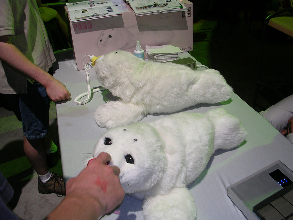 PARO therapeutic robot for dementia care and calming companion robot support
